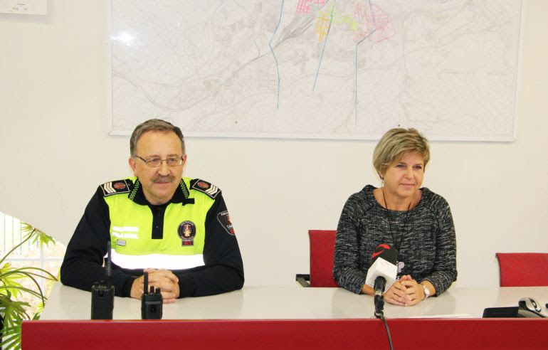 La rueda de prensa que ha ofrecido la concejal delegada de Policía Local, Lourdes Larraza. 