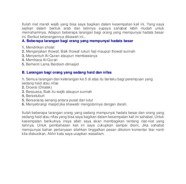 Doa Mandi Wajib Haid - Kumpulan Doa