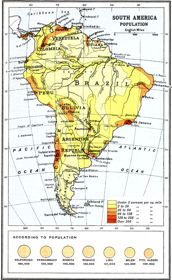 South America Population Density Map