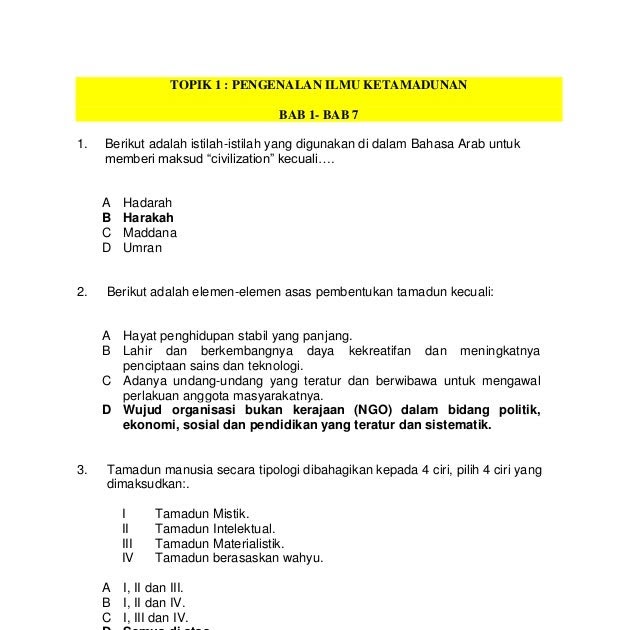 Soalan Objektif Hubungan Etnik Bab 1 - Tersoal l