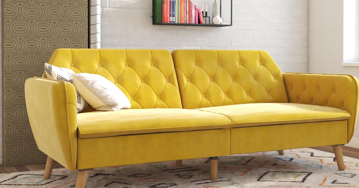 yellow futon sofa bed