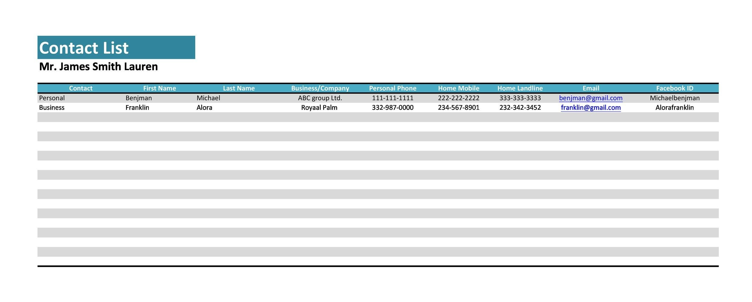 Employee Directory Template Excel | Card Template