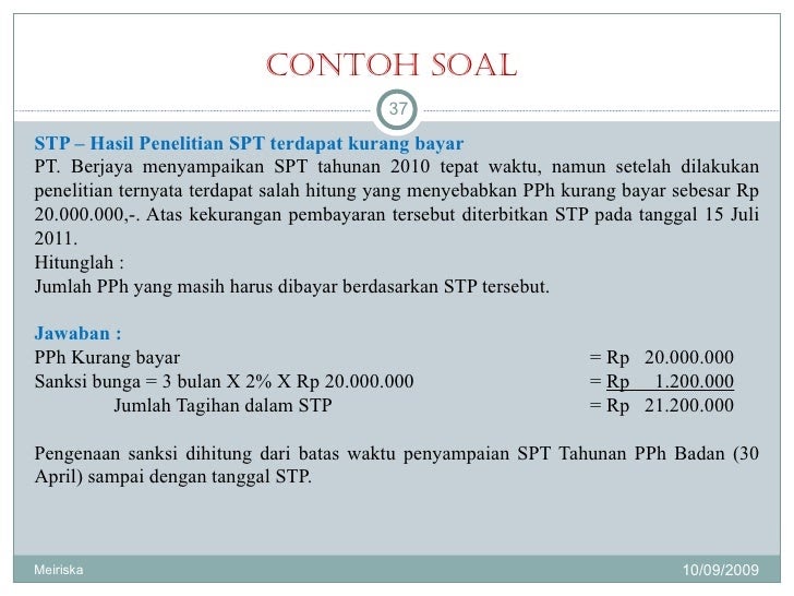 Contoh Soal Dan Jawaban Pph Terutang Badan - Jawaban Buku