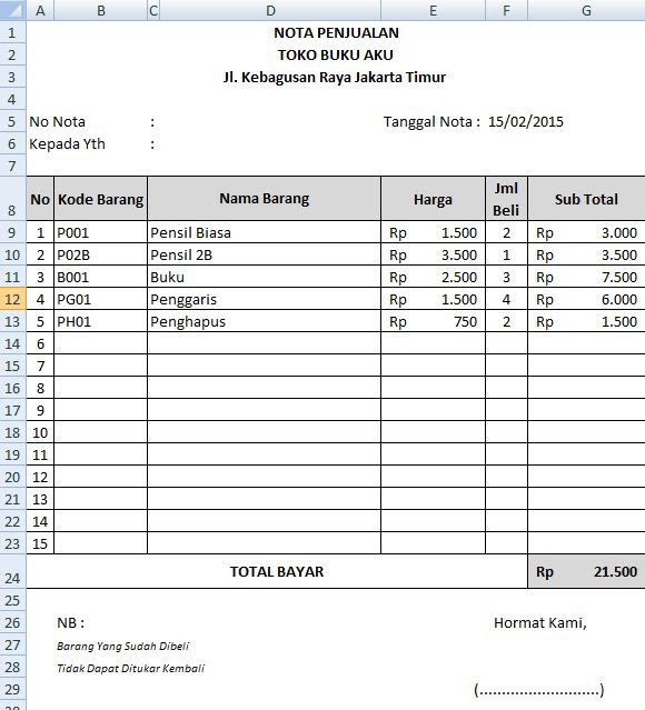 Contoh Invoice Nota This Mommas Misadventure