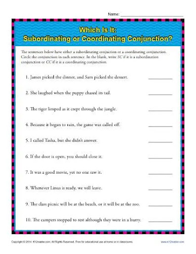 coordinating-and-subordinating-conjunctions-exercises-with-answers-exercise