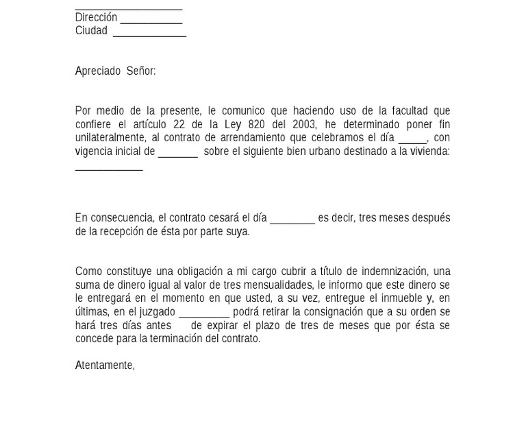 Carta De Aviso Termino Contrato Plazo Fijo U Soalan