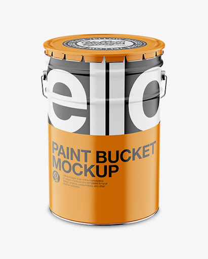 Free Matte Paint Bucket Mockup Front View High Angle Shot