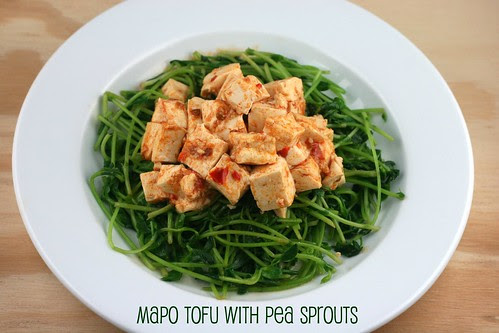 Pea Shoots with Mapo Tofu