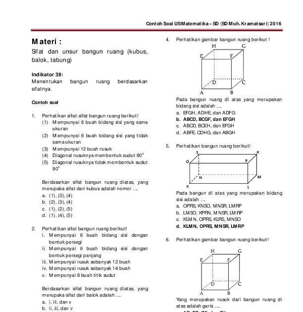 Soal Volume Bangun Ruang Gabungan Kelas 6 : Gabungan Luas Permukaan