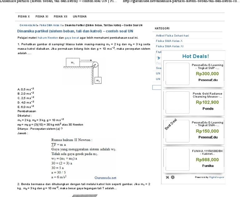 Contoh Soal Kesetimbangan Partikel - MATERI KESETIMBANGAN - FISIKA