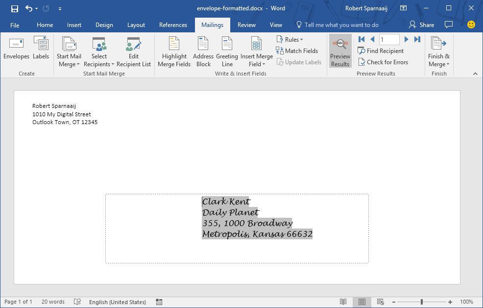 How To Create An Envelope In Word 2010