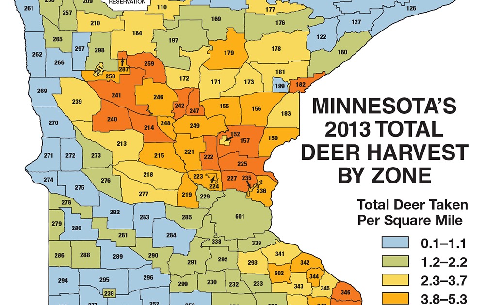 BRADLEY's BLOG 2013 Deer Harvest by Zone Map of Minnesota