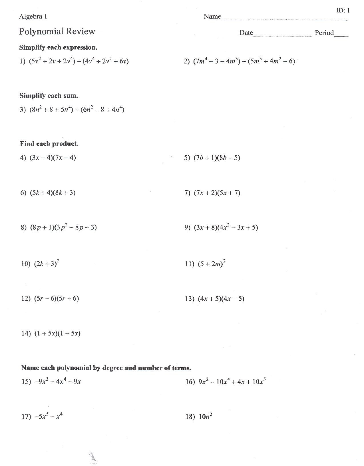 Algebra 2 Factoring Review Worksheet Answers Nidecmege