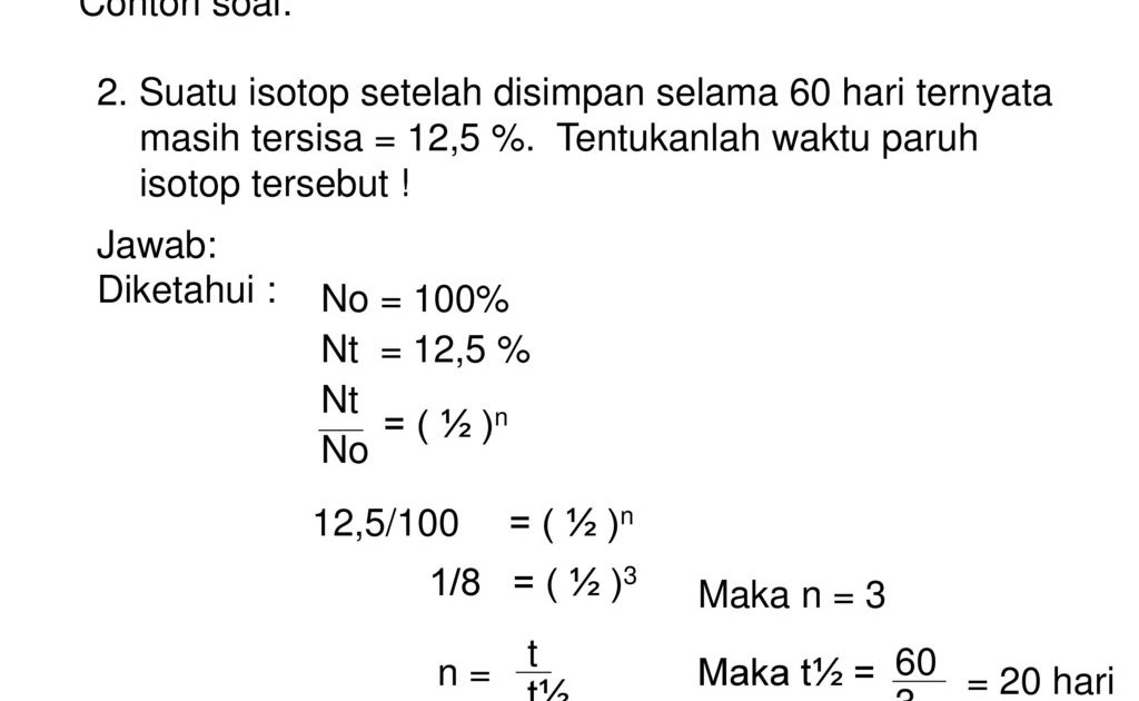 Contoh Soal Waktu Paruh Dalam Fisika