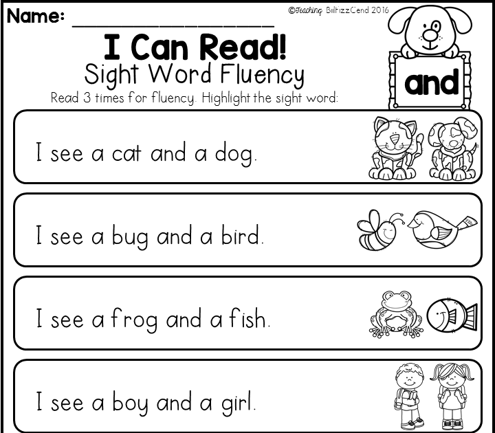 Reading Fluency Kindergarten Activities - Josephine Wilson's Reading ...