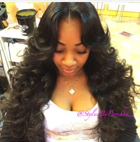 middle part weave with curls