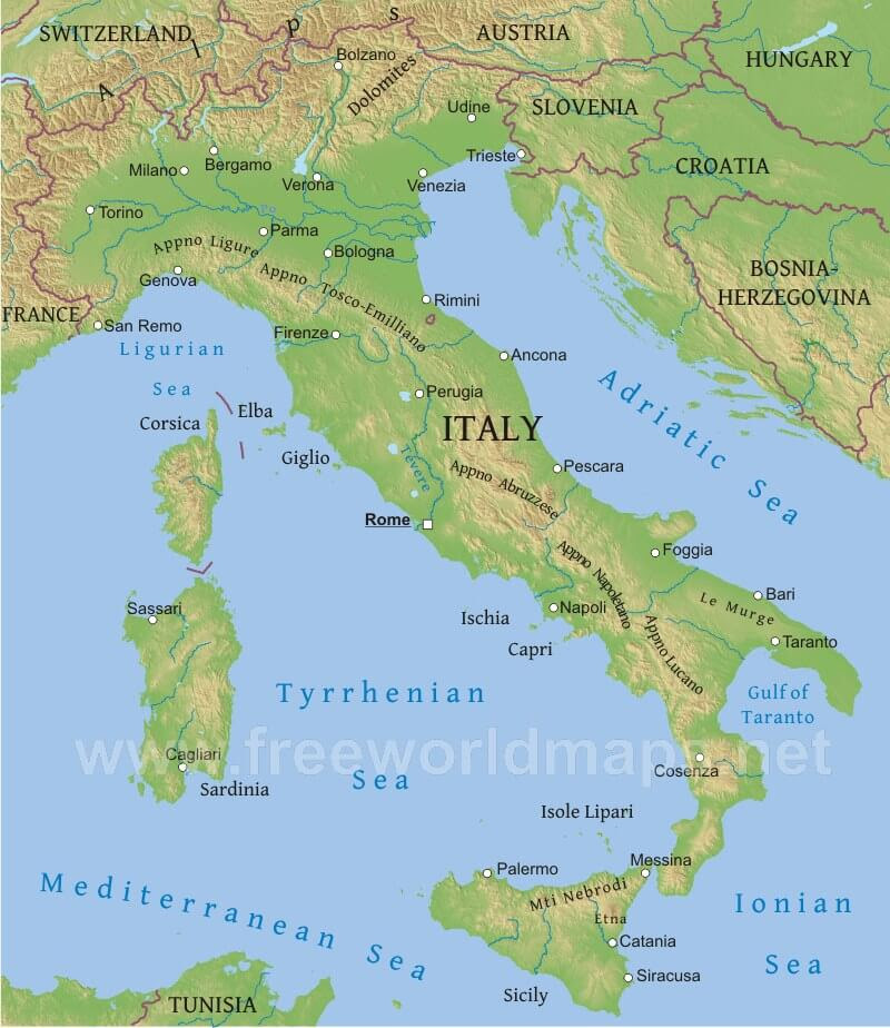 Map Of Italy With Mountains | ANGELITOPB94