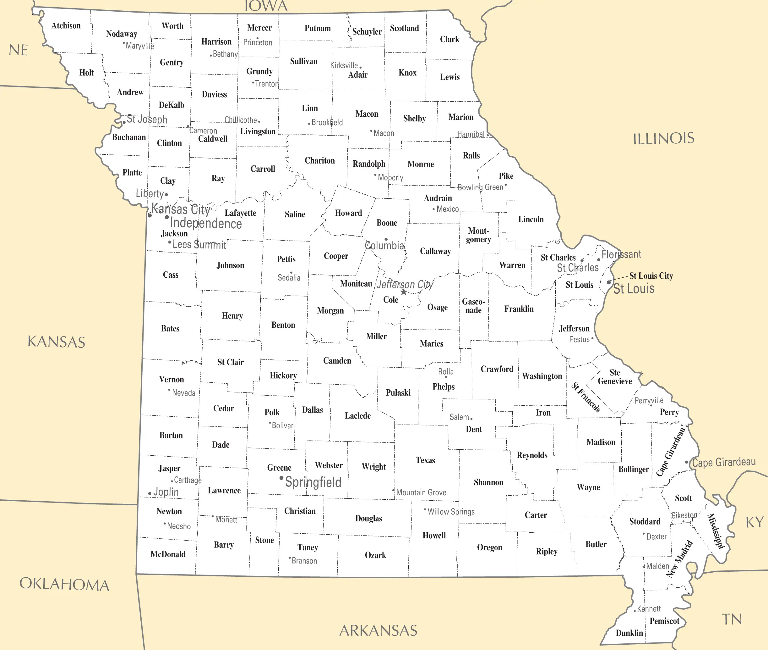 Map Of Missouri Cities Map Of Zip Codes