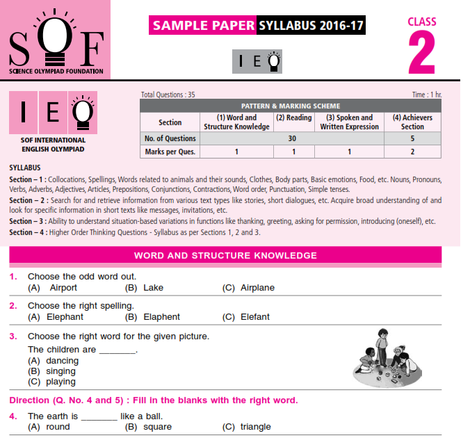 English Olympiad Worksheets For Class 5