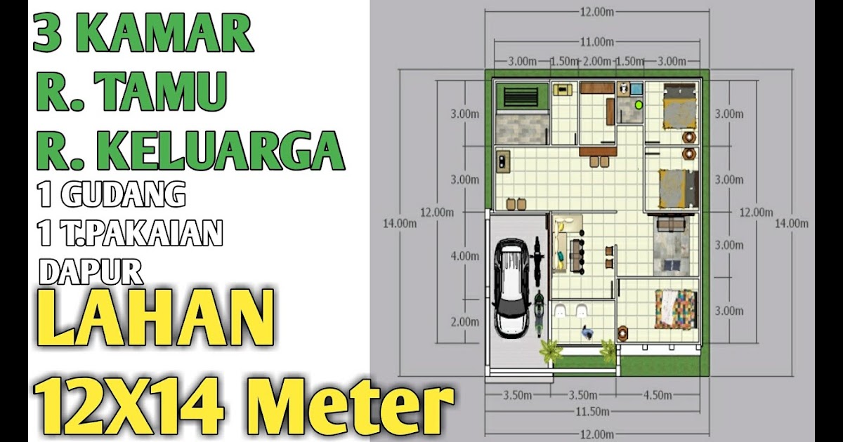 Gambar Denah Rumah Minimalis 2 Kamar Tidur Ukuran 5x7