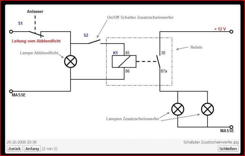 Schaltplan Zusatzscheinwerfer Motorrad