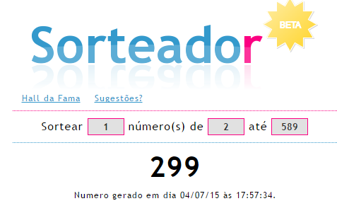 Resultado do sorteio em parceria com Hiroshima Resultado do sorteio