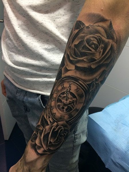 Rose Half Sleeve Tattoos For Men Lower Arm - Best Tattoo Ideas