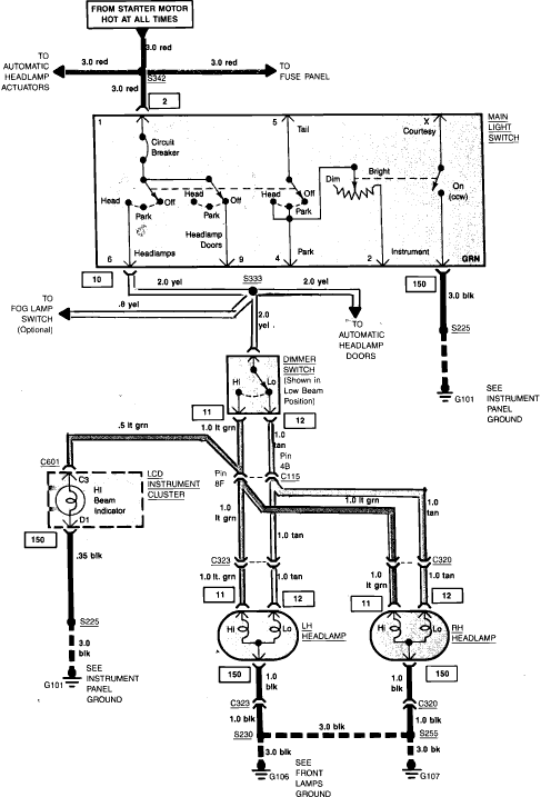 schematics and diagrams: Head light wiring diagram for 1984 Chevrolet