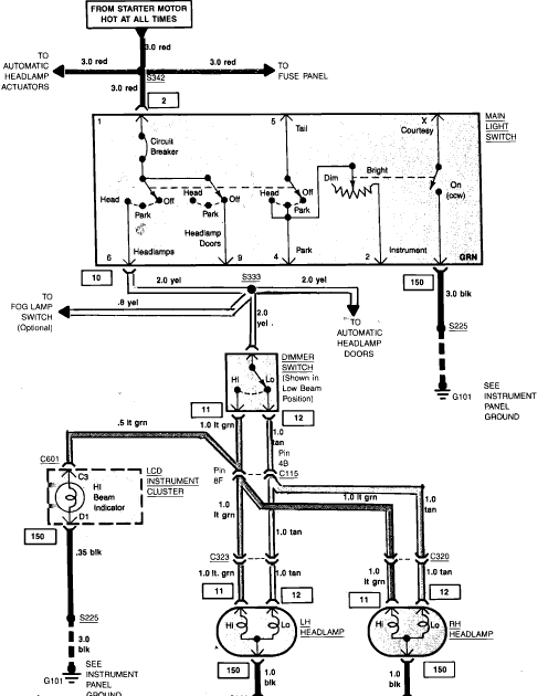 schematics and diagrams: Head light wiring diagram for 1984 Chevrolet