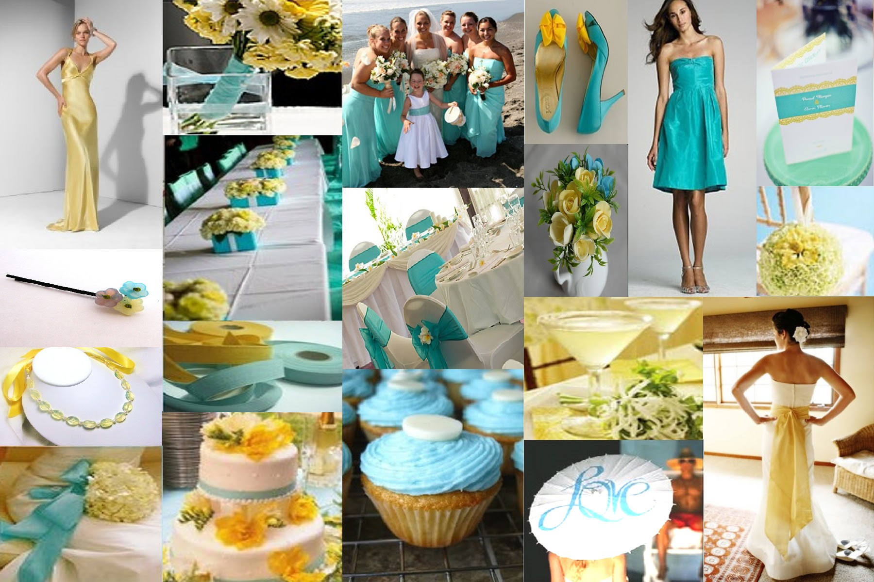 What colours go with Aqua and Teal? : wedding aqua teal colours bridesmaids pastel decisions Aqua And Yellow