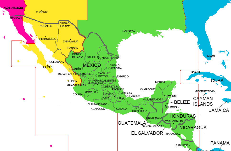 Time Zones In Mexico Map Topographic Map