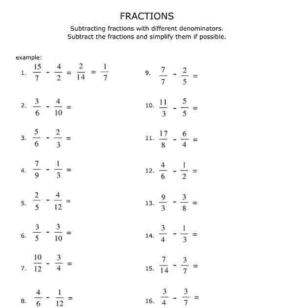 Fractions Addition And Subtraction Worksheets Pdf - Carol Jone's ...