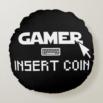 Gamer insert coin round pillow