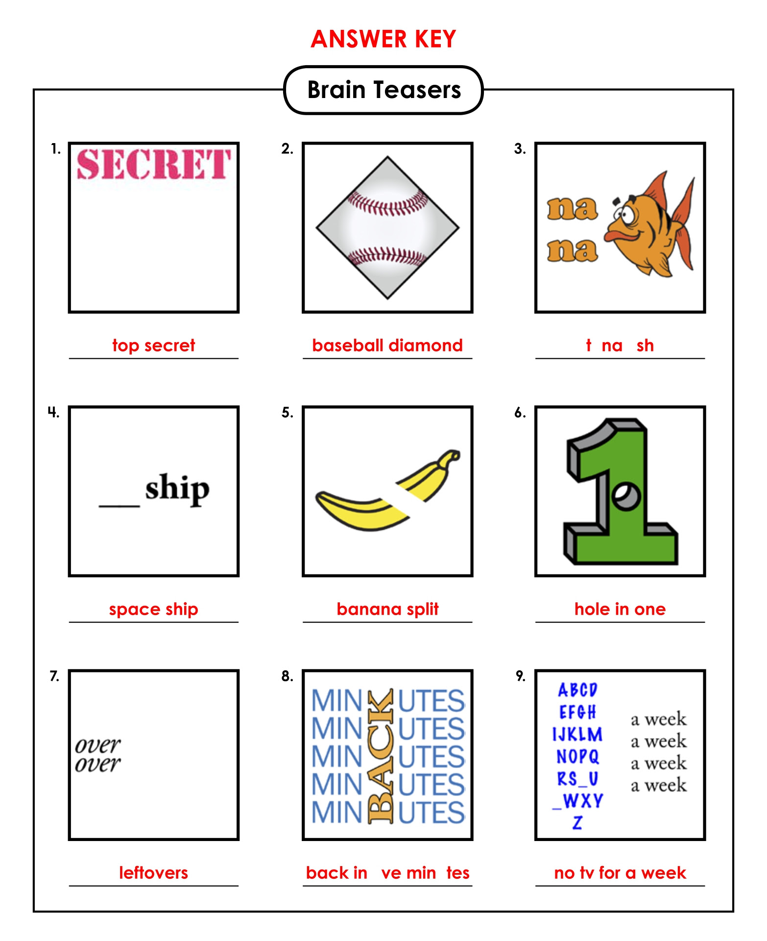 Free Rebus Puzzles Printable Worksheets