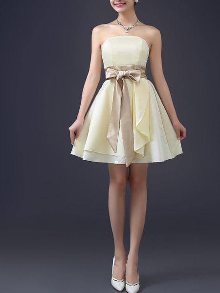 Champagne Chiffon Short Dress for Cocktail Party Prom Bridesmaid