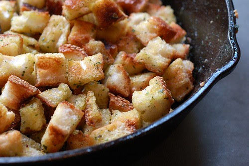 Homemade garlic & herb croutons by Eve Fox, Garden of Eating blog, copyright 2012