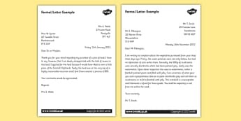 Formal and informal letter examples