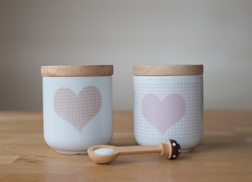 cute wooden lid ceramic canister jar pink polka dot heart - poussepoussecitron cute wooden lid ceramic canister jar pink polka dot heart - poussepoussecitron