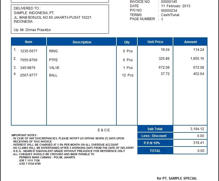 Contoh Nomor Faktur - Sepcont