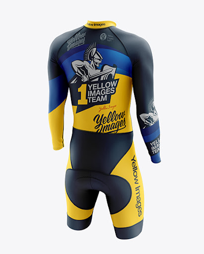 Download Free Men's Cycling Skinsuit LS mockup (Back Half Side View ...