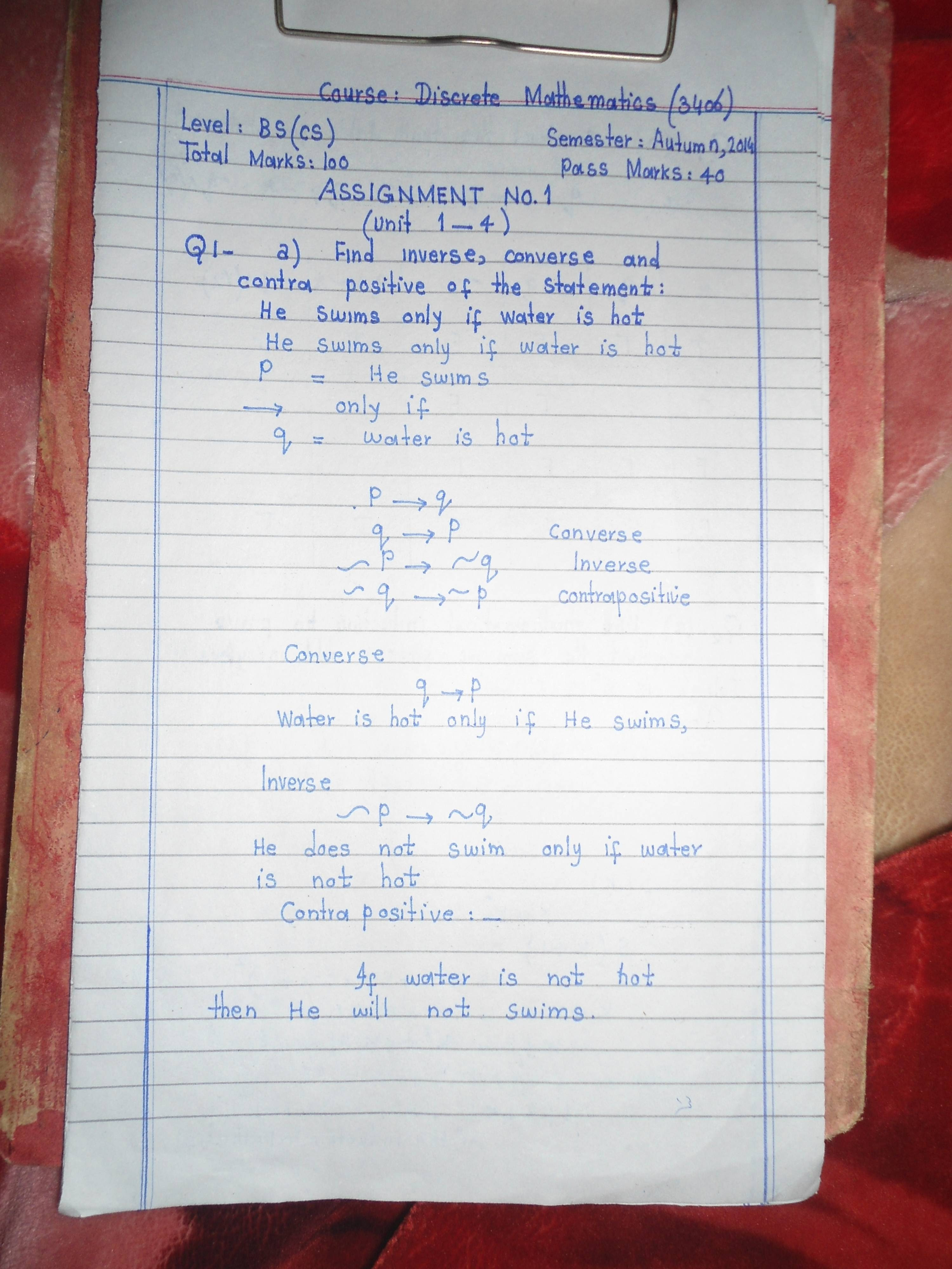 maths assignment paper