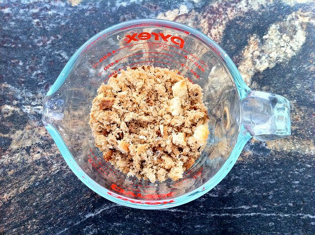 Crumbled Bread in Glass Measure