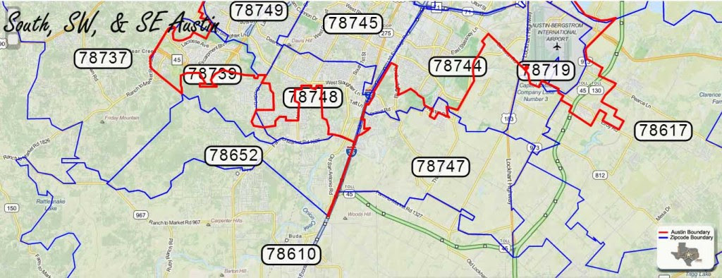 Greater Austin Zip Code Map