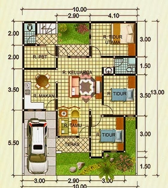 Baru 36+ Desain Rumah Ukuran 10x12 Meter