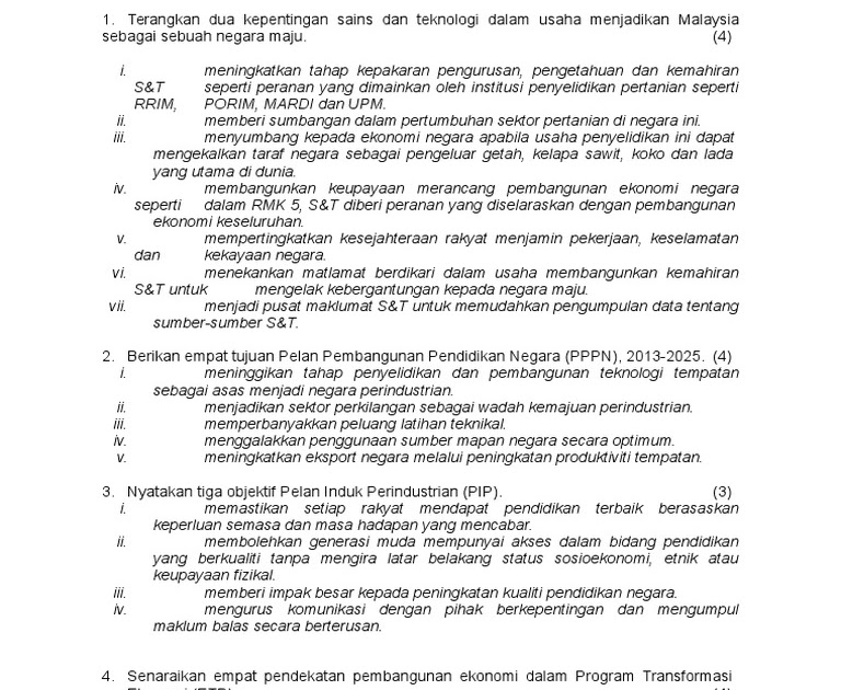 Skema Jawapan Ekonomi Spm 2019