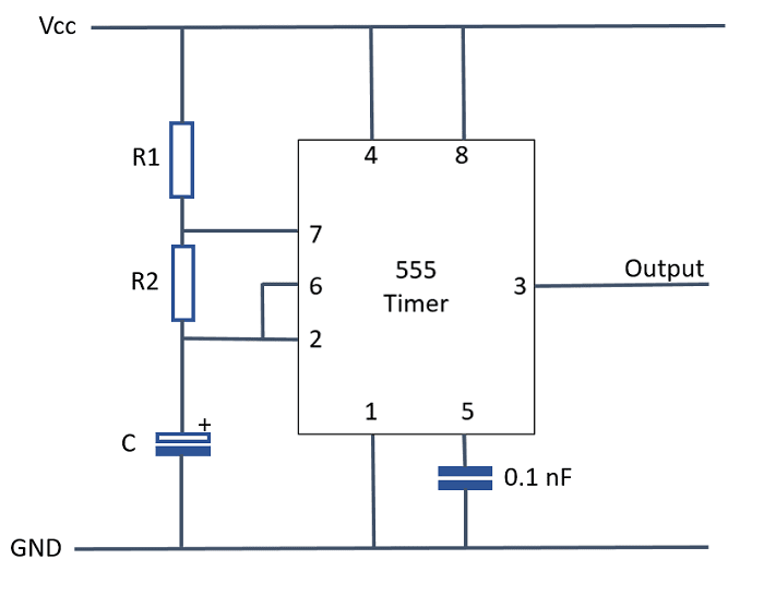 Astable 555 Timer Schematic Astable Multivibrator Using A 555 Timer