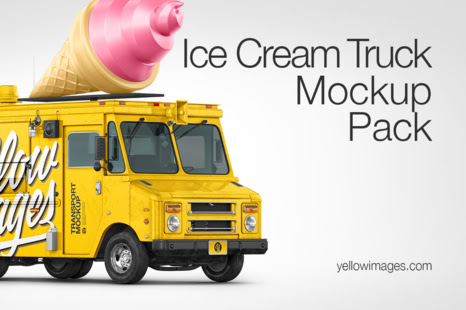 Download Download Ice Cream Food Truck Mockup Pack Set Psd PSD Mockup Templates