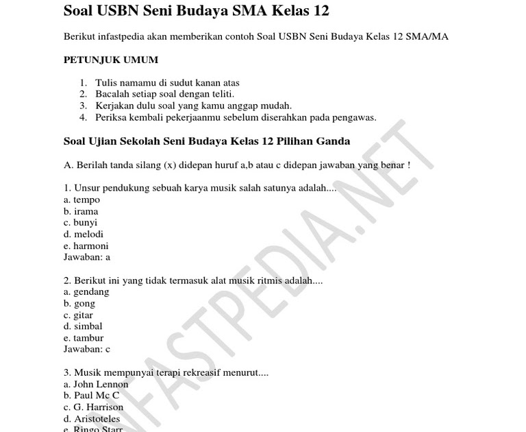 Soal Usbn Seni Budaya Smk