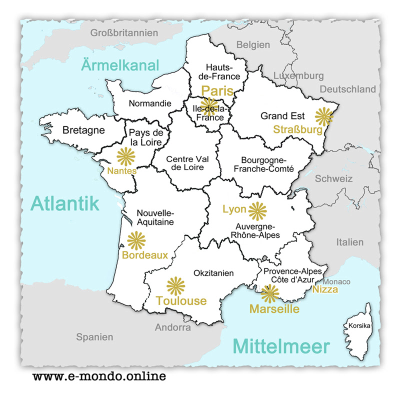 Frankreich Karte Regionen