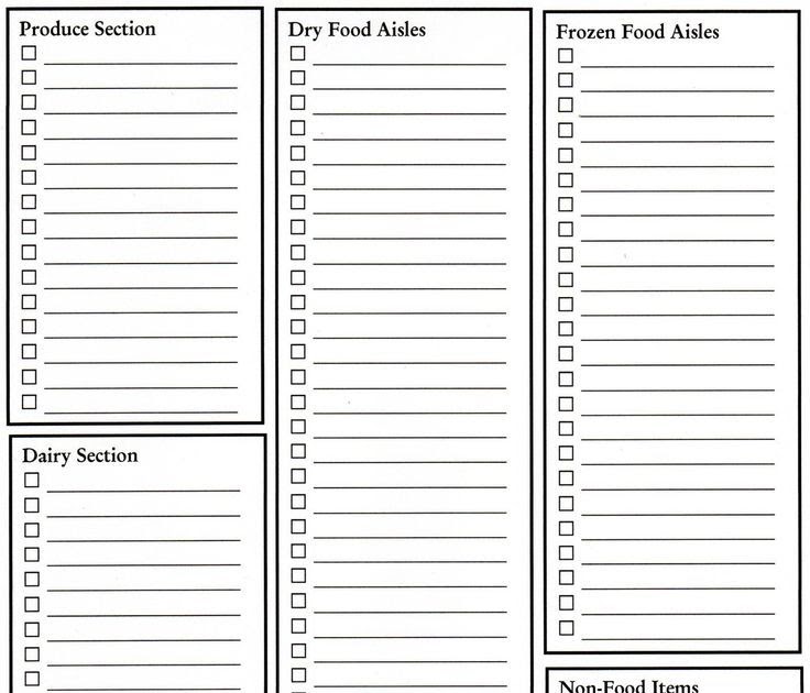 Printable Grocery List Manufacturer Coupons Free Printable Blank 